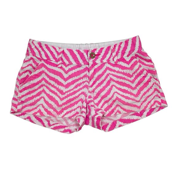 Lilly Pulitzer Walsh Shorts Size 0 Pink Chevron Striped Prep Style 92925 Summer - Picture 1 of 10